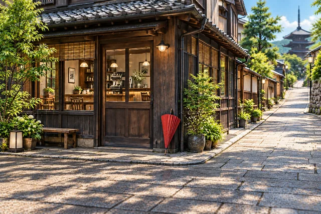 The same corner in summer — transformed from A seat by the rain