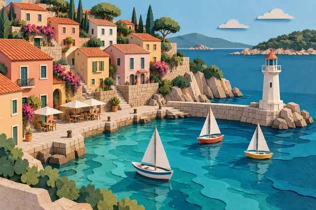 A harbor made of paper — Paper illustration